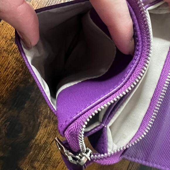 INICAT Crossbody Phone Bag Purple Removable Strap Stadium Size Purse Turn-Lock - Picture 4 of 8